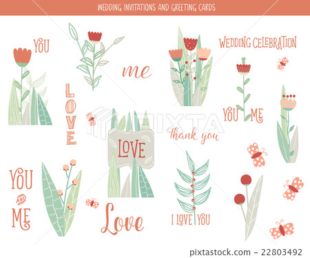 Wedding invitation card with romantic flower templates Wedding invitation card with romantic flower templates 22803492