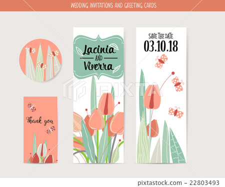 Wedding invitation card with romantic flower templates Wedding invitation card with romantic flower templates 22803493