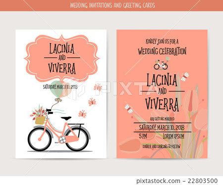 Wedding invitation card with romantic flower templates Wedding invitation card with romantic flower templates 22803500