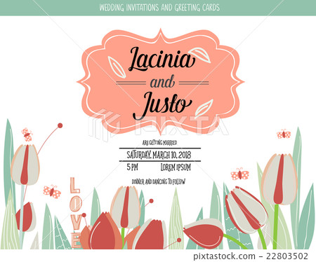 Wedding invitation card with romantic flower templates Wedding invitation card with romantic flower templates 22803502