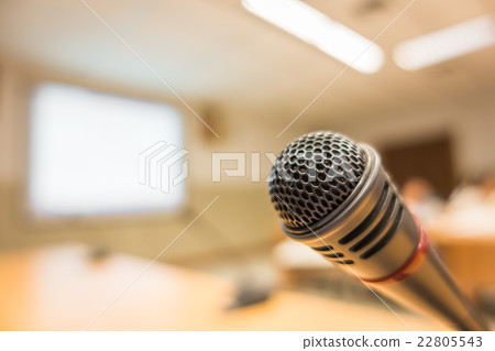 Black microphone in conference room ( Filtered image processed vintage effect. ) Black microphone in conference room ( Filtered image processed vintage effect. ) 22805543