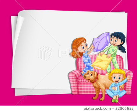 Paper design with girls in pajamas 22805652