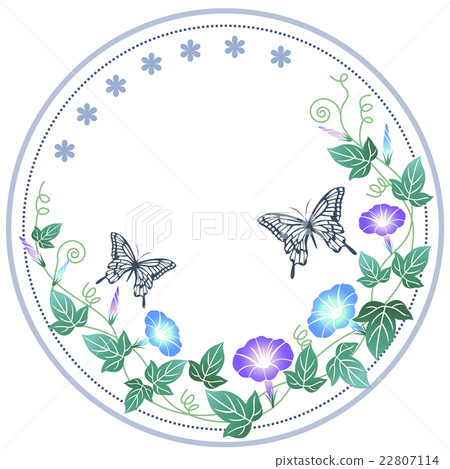 Japanese morning glory with butterfly vector 22807114