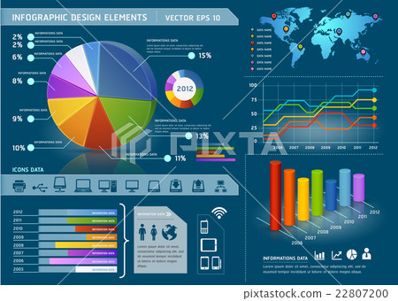Colorful Infographic Elements with World map - Stock Illustration ...