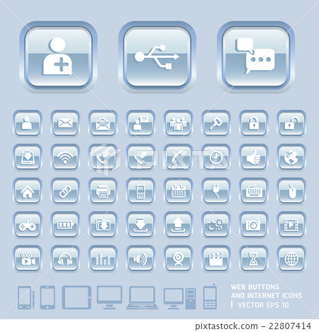 Buttons and Internet Icons for Web, Applications. Buttons and Internet Icons for Web, Applications. 22807414