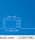White TV on blue background, abstract line  22807982