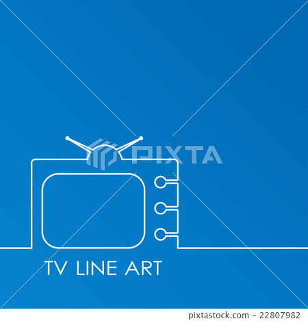 White TV on blue background, abstract line White TV on blue background, abstract line 22807982