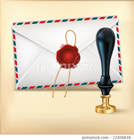 Envelope and Rad wax with Wax seal stamp. 22808636