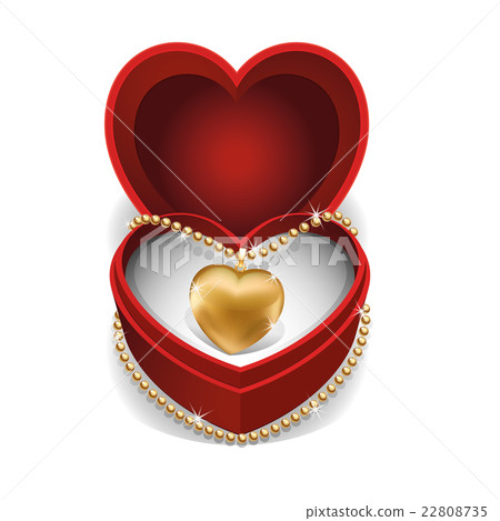 Gold Necklet with Gold Heart in Red Velvet Box. Gold Necklet with Gold Heart in Red Velvet Box. 22808735