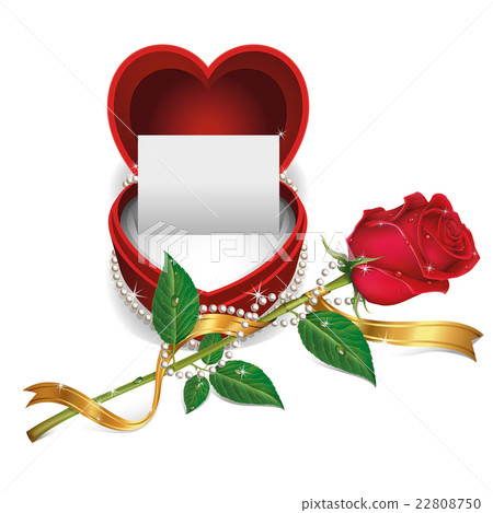 White Card in Velvet Box and Roses with Pearl Neck 22808750
