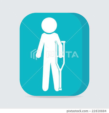 Injured man with crutches sign icon illustration Injured man with crutches sign icon illustration 22810884