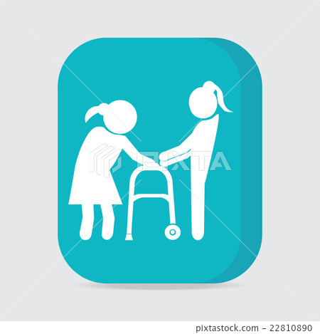 Woman helps elderly woman patient with a walke Woman helps elderly woman patient with a walke 22810890