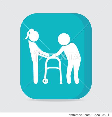 Woman helps elderly patient with a walker Woman helps elderly patient with a walker 22810891