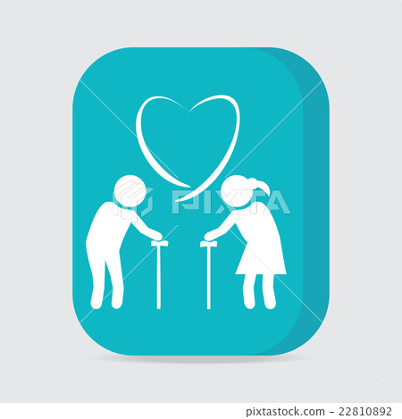 Elderly couple with love symbol. Elderly couple with love symbol. 22810892