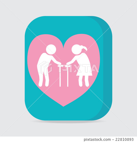 Elderly couple with love symbol. Elderly couple with love symbol. 22810893