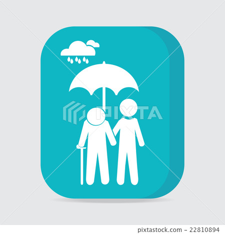 Man holding umbrella for protection elderly Man holding umbrella for protection elderly 22810894