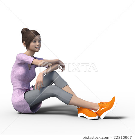 Young beautiful woman resting resting3DCG Illustration material Young beautiful woman resting resting3DCG Illustration material 22810967