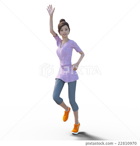 揮舞著女人的perming3DCG插畫素材 揮舞著女人的perming3DCG插畫素材 22810970