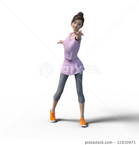 Preparing gymnastics running girls perming3DCG illustrations material 22810971