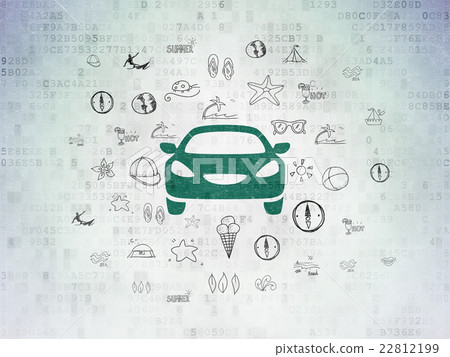 Tourism concept: Car on Digital Data Paper Tourism concept: Car on Digital Data Paper 22812199