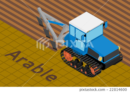 Agricultural tractor with plow tillage a field. 22814600