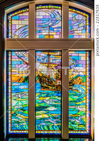 Stained Glass Of Yokohama Port Opening Memorial Stock Photo