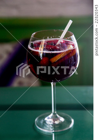 Beautiful festive cocktail with strawberries 22820343