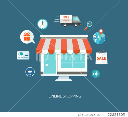 Online shopping flat illustration 22821805