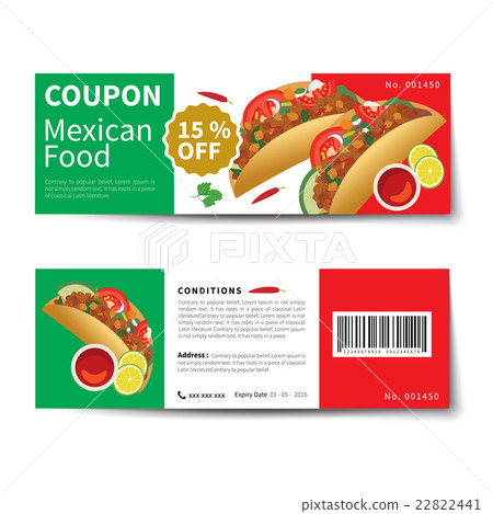 mexican food coupon discount template flat design 22822441