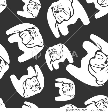 Bulldog monochrome vector seamless pattern. 22822872