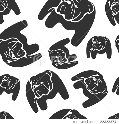 Bulldog monochrome vector seamless pattern. Bulldog monochrome vector seamless pattern. 22822873