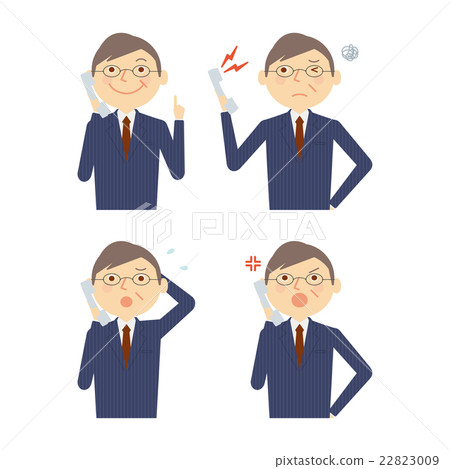 Senior Business Male Phone Set Illustration 22823009