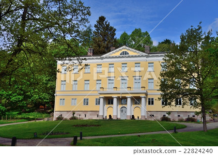 Yellow old manor with a garden 22824240