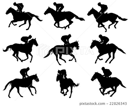 racing horses and jockeys silhouettes - vector racing horses and jockeys silhouettes - vector 22826343