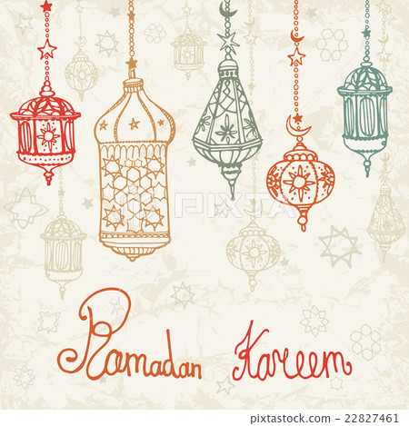 Lantern of Ramadan Kareem.Doodle card Lantern of Ramadan Kareem.Doodle card 22827461