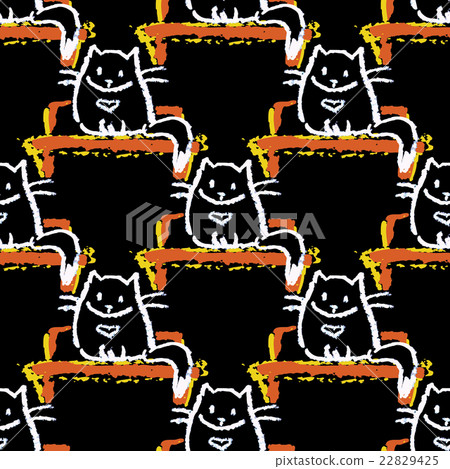 Seamless pattern of cat sitting on a bench Seamless pattern of cat sitting on a bench 22829425