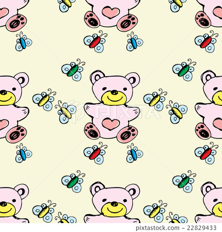 Seamless pattern cute bear and butterfly. Seamless pattern cute bear and butterfly. 22829433