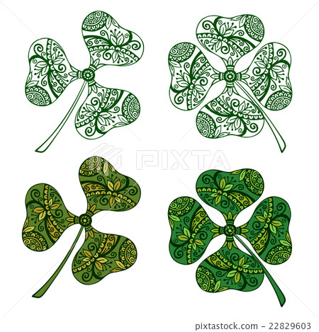 Clover Plants with Floral Pattern 22829603