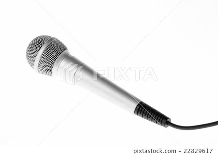 Concert microphone with cord on white background 22829617
