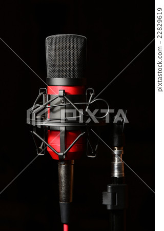Recording studio red microphone with shock mount 22829619