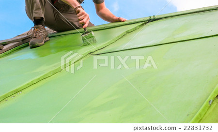 Man Painting Roof from the Top 22831732
