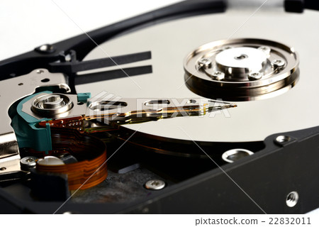 Computer sata hard disk drive internals close up 22832011