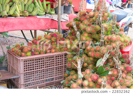 Fresh rambutan in market Fresh rambutan in market 22832162