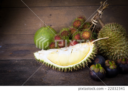 yellow Durian on wooden background yellow Durian on wooden background 22832341