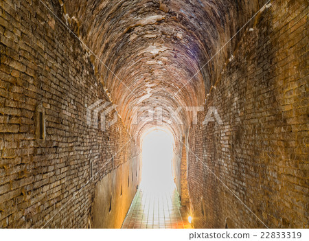 the old tunnel of Wat Umong Suan Puthatham temple  22833319