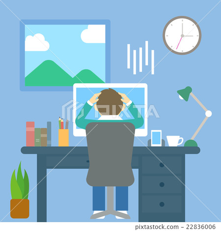 Men desk work worry - Stock Illustration [22836006] - PIXTA