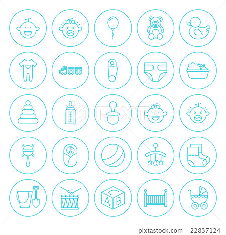 Line Circle Baby Child Icons Set - Stock Illustration [22837124] - PIXTA