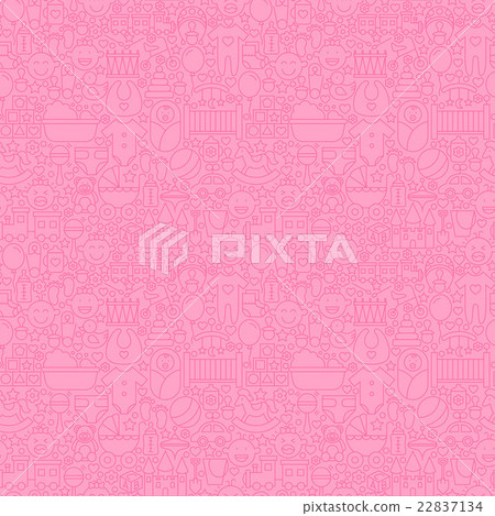 Thin Line Pink Baby Girl Seamless Pattern Thin Line Pink Baby Girl Seamless Pattern 22837134
