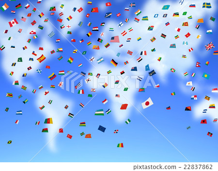 Cloud map and confetti of the national flag of the world Cloud map and confetti of the national flag of the world 22837862