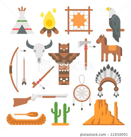 Flat design native americans items set Flat design native americans items set 22838091